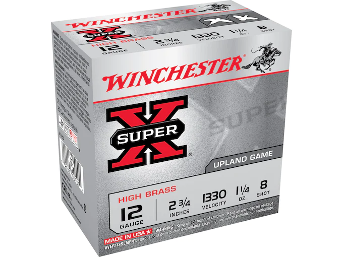 Winchester Super-X High Brass Ammunition 12 Gauge 2-3/4" 1-1/4 oz #8 Shot Box of 25