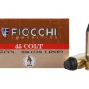 Fiocchi Cowboy Action Ammunition 45 Colt (Long Colt) 250 Grain Lead Round Nose Flat Point Box of 50