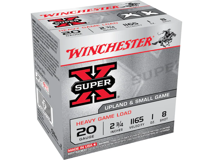 Winchester Super-X Heavy Game Load Ammunition 20 Gauge 2-3/4" 1 oz #8 Shot