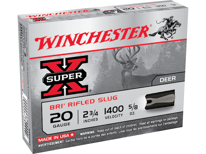 Winchester Super-X Ammunition 20 Gauge 2-3/4" 5/8 oz BRI Sabot Slug Box of 5