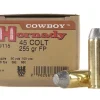 Hornady Frontier Ammunition 45 Colt (Long Colt) 255 Grain Lead Flat Nose Box of 20