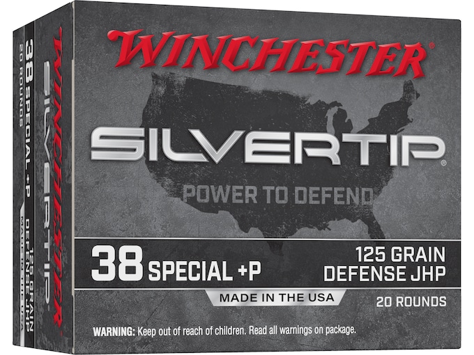 Winchester Silvertip Ammunition 38 Special +P 125 Grain Jacketed Hollow Point Box of 20