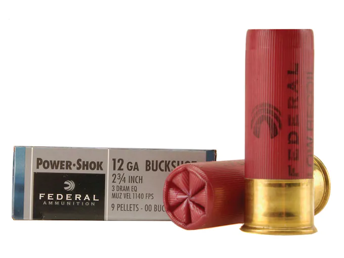 Federal Power-Shok Low Recoil Ammunition 12 Gauge 2-3/4" Buffered 00 Buckshot 9 Pellets Box of 5
