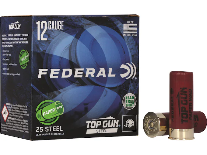 Federal Top Gun 1300 Ammunition 12 Gauge 2-3/4" 1-1/8 oz #7-1/2 Non-Toxic Steel Shot Paper Wad