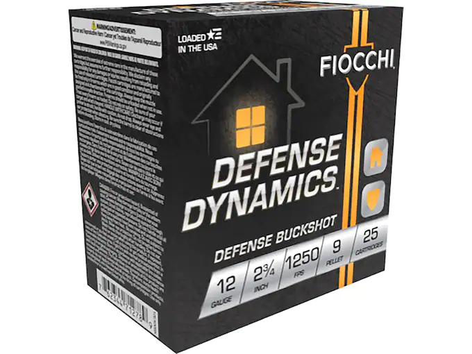 Fiocchi Defense Dynamics Ammunition 12 Gauge 2-3/4" 00 Buckshot 9 Pellets Box of 25