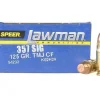 Speer Lawman Cleanfire Ammunition 357 Sig 125 Grain Total Metal Jacket