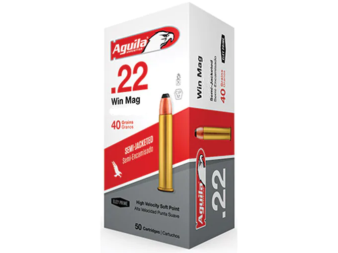 Aguila Ammunition 22 Winchester Magnum Rimfire WMR 40 Grain Jacketed Soft Point Box of 50