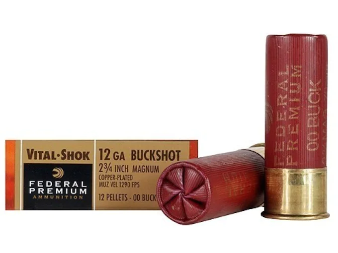 Federal Premium Vital-Shok Ammunition 12 Gauge 2-3/4" Buffered 00 Copper Plated Buckshot 12 Pellets Box of 5