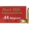 Black Hills Ammunition 44 Remington Magnum 300 Grain Jacketed Hollow Point Box of 50