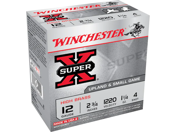 Winchester Super-X Pheasant Ammunition 12 Gauge 2-3/4" 1-1/4 oz #4 Shot Box of 25