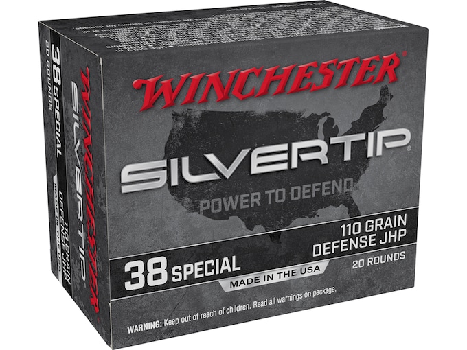 Winchester Silvertip Defense Ammunition 38 Special 110 Grain Jacketed Hollow Point Box of 20