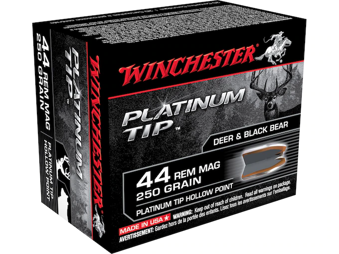 Winchester Ammunition 44 Remington Magnum 250 Grain Platinum Tip Hollow Point Box of 20