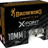 Browning X-Point Defense Ammunition 10mm Auto 180 Grain Jacketed Hollow Point Box of 20