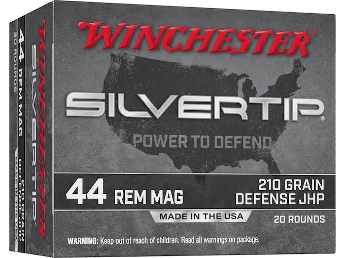 Winchester Silvertip Ammunition 44 Remington Magnum 210 Grain Jacketed Hollow Point Box of 20